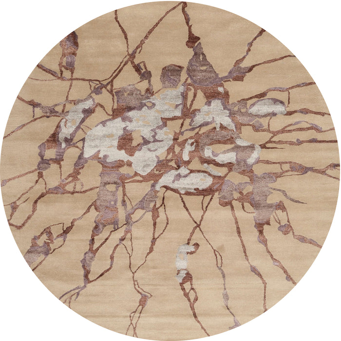 Round Machine Washable Contemporary Orange Brown Rug, wshcon2263