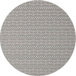 Round Machine Washable Contemporary Gunmetal Gray Rug, wshcon2268