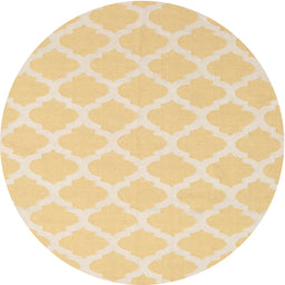 Round Machine Washable Contemporary Chrome Gold Yellow Rug, wshcon2271