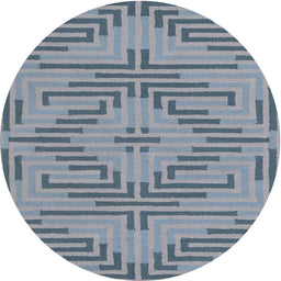Round Contemporary Blue Gray Modern Rug, con2279