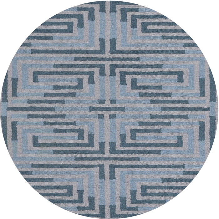Round Contemporary Blue Gray Modern Rug, con2279