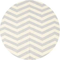 Round Contemporary Dark White Beige Solid Rug, con2280