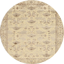 Round Contemporary Brown Gold Modern Rug, con2286