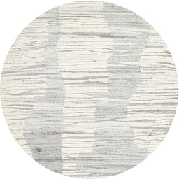 Round Contemporary Soft Ivory Beige Solid Rug, con2298