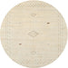 Round Contemporary Vanilla Gold Solid Rug, con2304