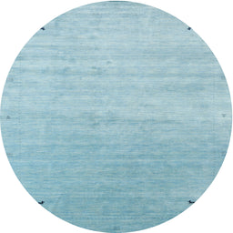Round Machine Washable Contemporary Sky Blue Rug, wshcon2318