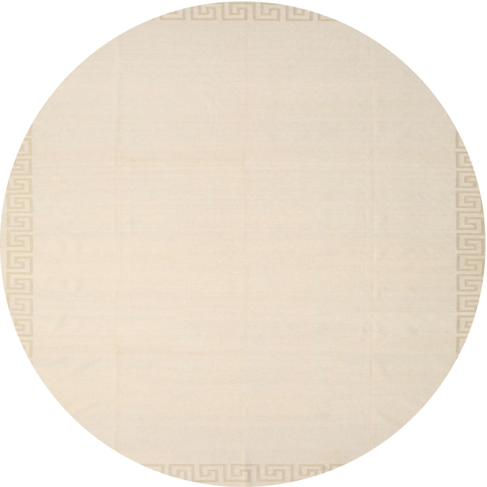 Round Contemporary Navajo White Gold Solid Rug, con2324