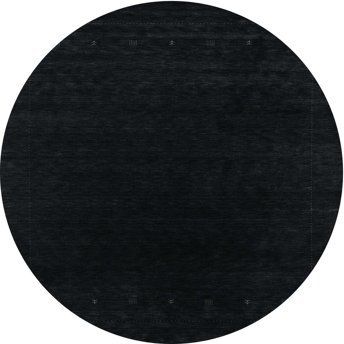 Round Machine Washable Contemporary Black Rug, wshcon2331