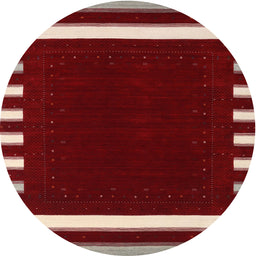 Round Machine Washable Contemporary Cranberry Red Rug, wshcon2335