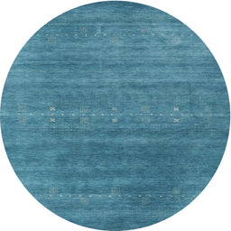 Round Machine Washable Contemporary Blue Ivy Blue Rug, wshcon2341