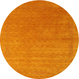 Round Machine Washable Contemporary Orange Red Rug, wshcon2347