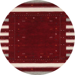 Round Contemporary Crimson Red Modern Rug, con2350