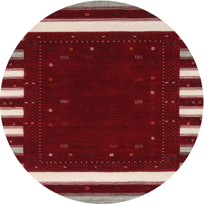 Round Machine Washable Contemporary Crimson Red Rug, wshcon2350
