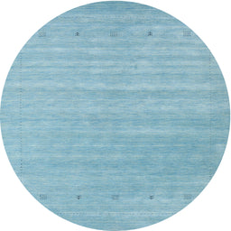 Round Machine Washable Contemporary Sky Blue Rug, wshcon2351