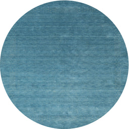 Round Machine Washable Contemporary Blue Ivy Blue Rug, wshcon2352