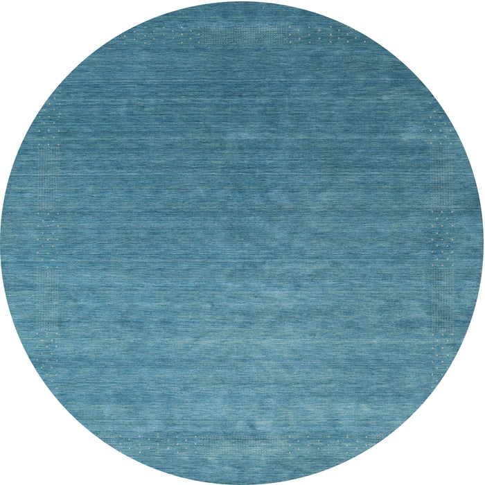 Round Machine Washable Contemporary Blue Ivy Blue Rug, wshcon2352