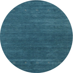 Round Machine Washable Contemporary Dark Cyan Green Rug, wshcon2355