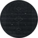 Round Machine Washable Contemporary Gunmetal Green Rug, wshcon2360