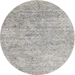 Round Machine Washable Contemporary Pale Silver Gray Rug, wshcon2361