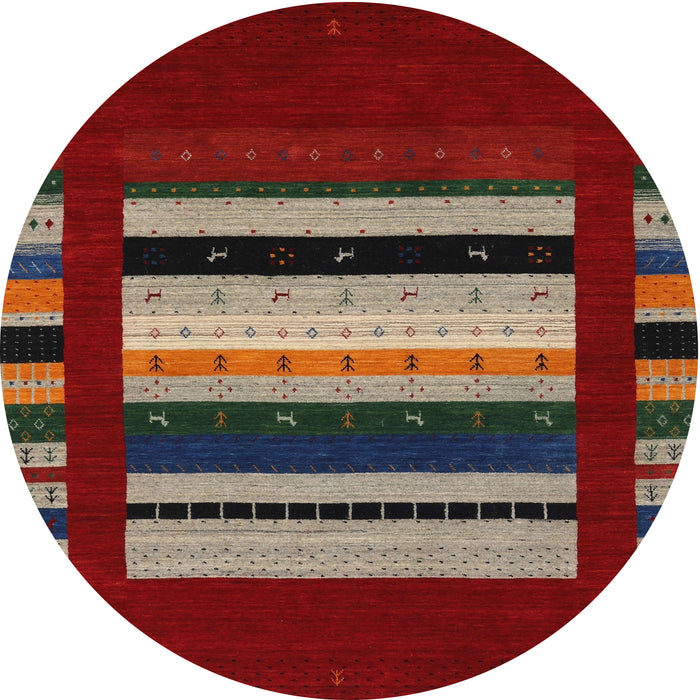 Round Machine Washable Contemporary Red Rug, wshcon2364