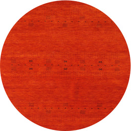 Round Machine Washable Contemporary Red Rug, wshcon2366