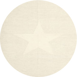 Round Contemporary Blanched Almond Beige Solid Rug, con2381