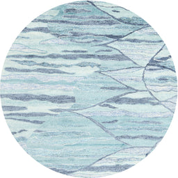 Round Contemporary Cyan Opaque Blue Modern Rug, con2382