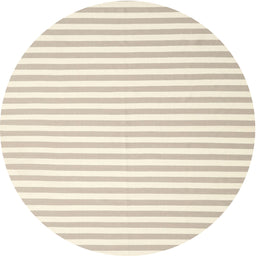 Round Contemporary Bisque Beige Solid Rug, con2388