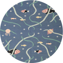 Round Contemporary Light Slate Gray Modern Rug, con2391