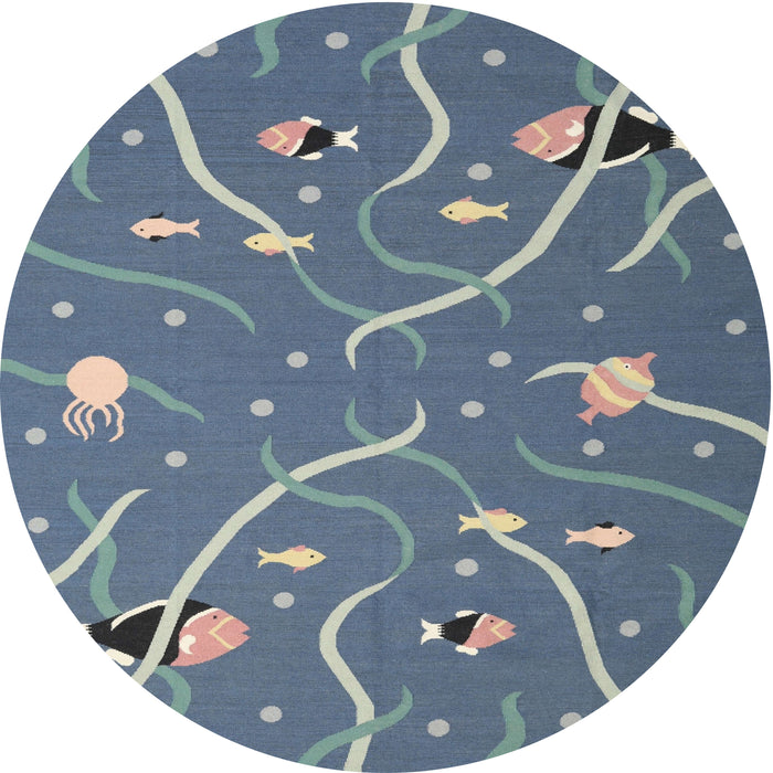 Round Contemporary Light Slate Gray Modern Rug, con2391