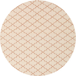 Round Contemporary Navajo White Gold Trellis Rug, con2393