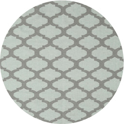 Round Contemporary Silver Gray Trellis Rug, con2394