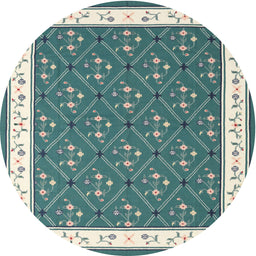 Round Machine Washable Contemporary Greenish Blue Green Rug, wshcon2395