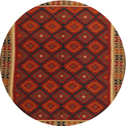 Round Machine Washable Contemporary Saddle Brown Rug, wshcon2399