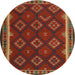 Round Machine Washable Contemporary Sienna Brown Rug, wshcon2404