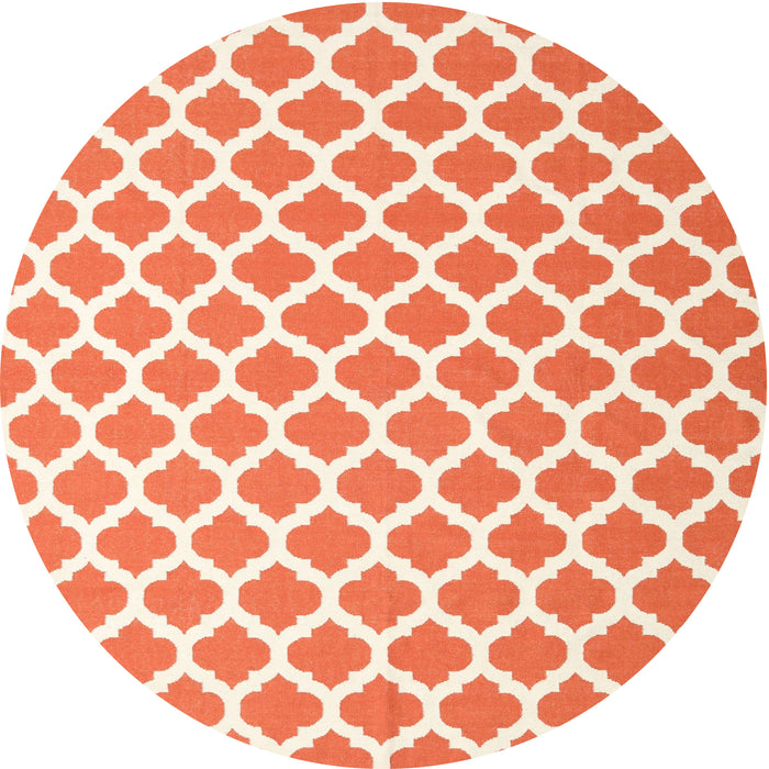 Round Machine Washable Contemporary Deep Peach Orange Rug, wshcon2405