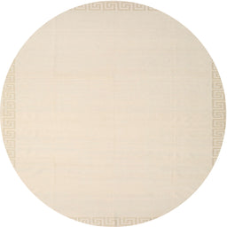 Round Contemporary Navajo White Gold Solid Rug, con2406