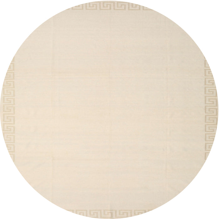 Round Contemporary Navajo White Gold Solid Rug, con2406