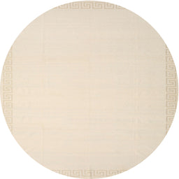 Round Contemporary Navajo White Gold Solid Rug, con2408
