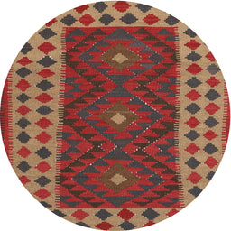 Round Machine Washable Contemporary Red Rug, wshcon2410