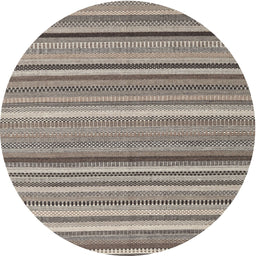 Round Contemporary Tan Brown Modern Rug, con2411