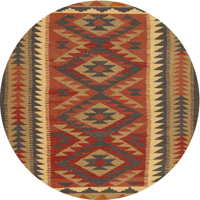 Round Contemporary Fire Brick Red Oriental Rug, con2412