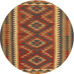 Round Machine Washable Contemporary Fire Brick Red Rug, wshcon2412