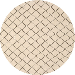 Round Contemporary Navajo White Gold Solid Rug, con2415