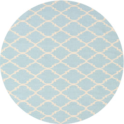 Round Machine Washable Contemporary Light Steel Blue Rug, wshcon2427