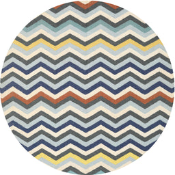 Round Machine Washable Contemporary Grey Gray Rug, wshcon2429