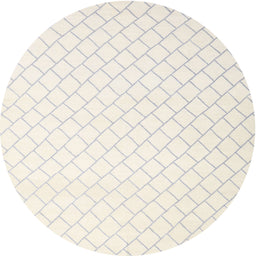 Round Machine Washable Contemporary Dark White Beige Rug, wshcon2431