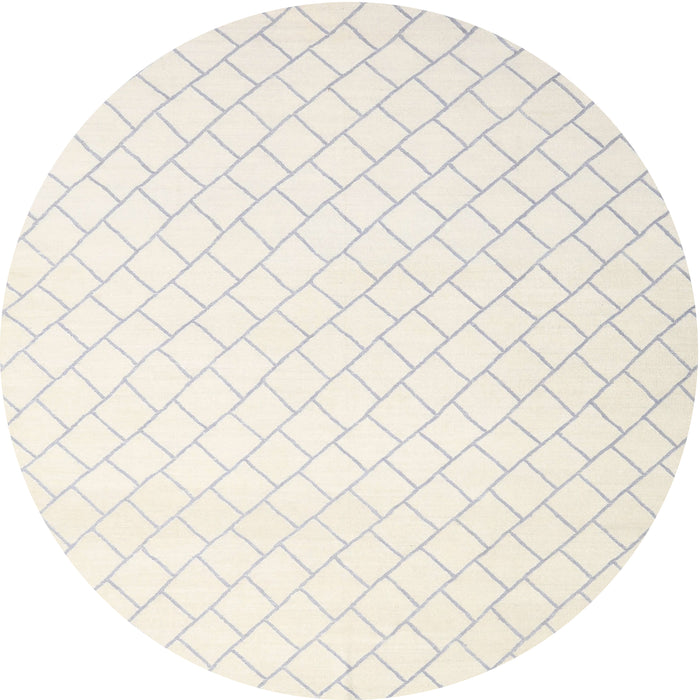 Round Contemporary Dark White Beige Solid Rug, con2431