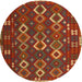 Round Machine Washable Contemporary Light Brown Rug, wshcon2432