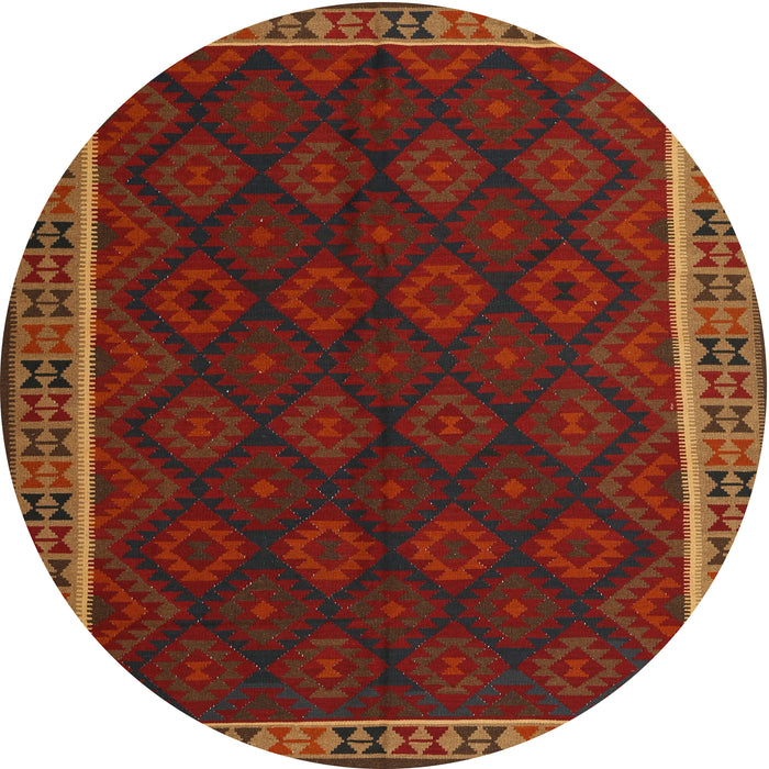 Round Machine Washable Contemporary Saddle Brown Rug, wshcon2433